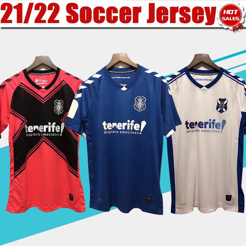 

2021/2022 CD Tenerife Soccer Jersey Blue Segunda Division Soccer Shirt Red Short Sleeve Red Adult Men Football Uniforms S-2XL