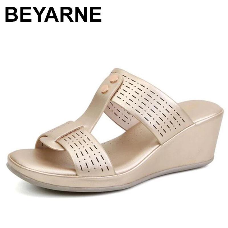 

Slippers BEYARNEFashion Women Summer Casual Ladies Sandals Platform Non-slip Female Shoes Soft Wedge Outdoor Flip Flop, Black