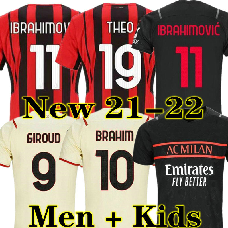 

19 Champions IBRAHIMOVIC 21 22 HOME 4TH GIROUD soccer jerseys PLAYER VERSION AC FANS 2021 2022 AWAY third football shirt MILAN adult men kids kit