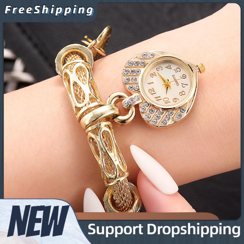 

Wristwatches 2022 Minimalist Fashion Square Vansvar Casual Quartz Stainless Steel Band Women Flower Rhinestone Watch Golden