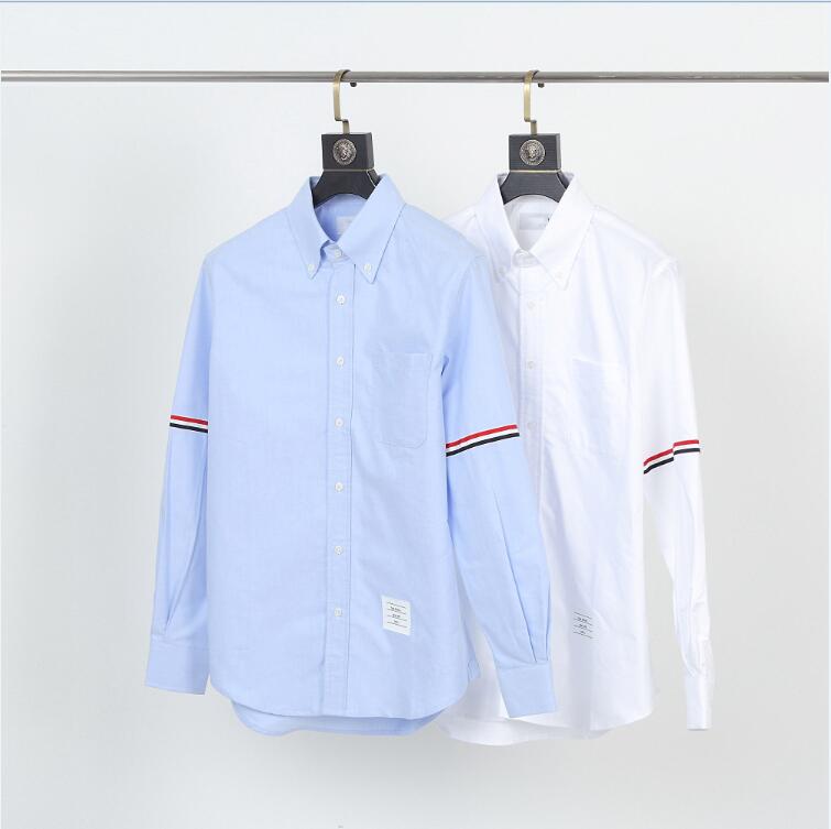 

2021 summer new men's long-sleeved shirt pure cotton business double-sleeved ribbon men and women the same trendy brand long-sleeved T-shirt, White