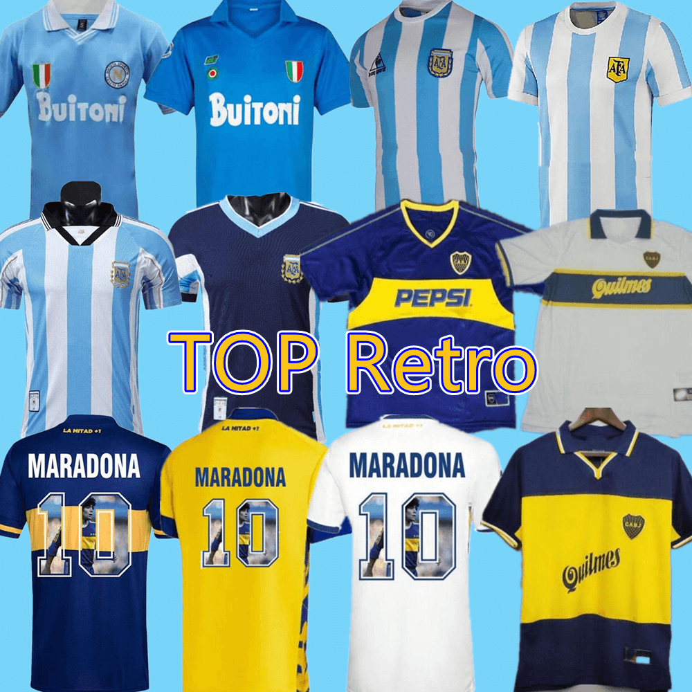 

Maradona Retro Argentina 1986 1987 1988 1999 Napoli Soccer Jerseys Boca 1995 87 88 89 91 93 Maillots de football Maradona Football shirts, 1986 home