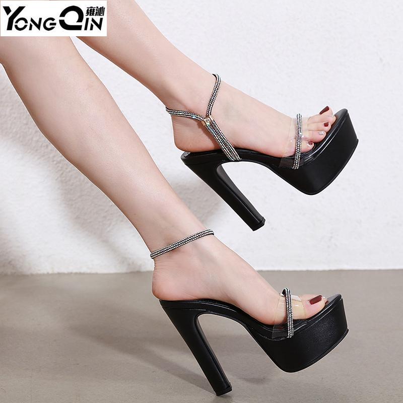 

Sexy Open Toe Women's Sandals Summer Thin Heel Pumps Shoes, Black