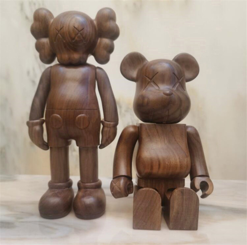

New style 28CM 2.5KG The Originalfake and Bearbrick The Walnut solid wood Companion Figure With Original Box Action Figure model decora
