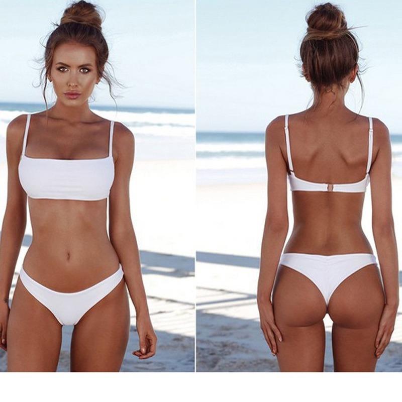 

Women's Swimwear 2022 Vintage Padded Women Bandeau Bikini Set Sexy Push Up Brazilian Swimsuit Beach Suit Biquini 122022WZA, White;black