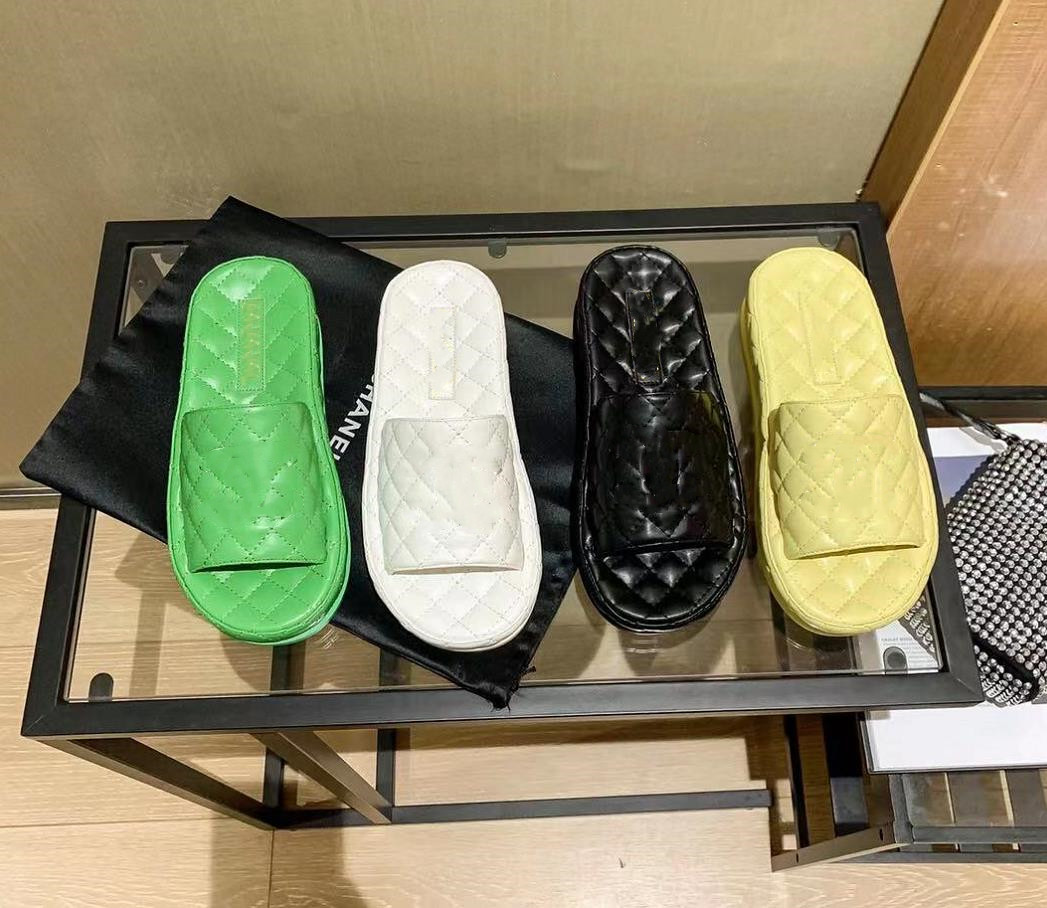 

woman slippers fashion Beach Thick bottom platform women Shoes Alphabet lady Sandals Leather High heel slipper, Black