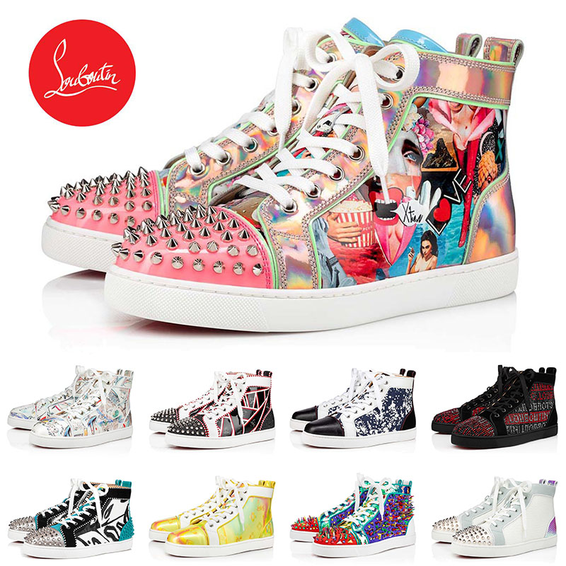 

2021 Red Bottoms Platform Casual Shoes Flat Sneakers Big Size 13 Studded Spikes Mens Womens Fashion Trainers Christian Louboutin 35-47, 31