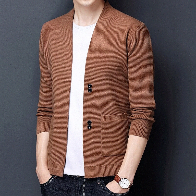 Men's Cardigan Poncho Sweater Pocket Knitted Front Pocket Solid Color Stylish Chunky Long Sleeve Sweater Cardigans Off Shoulder Strap Fall W