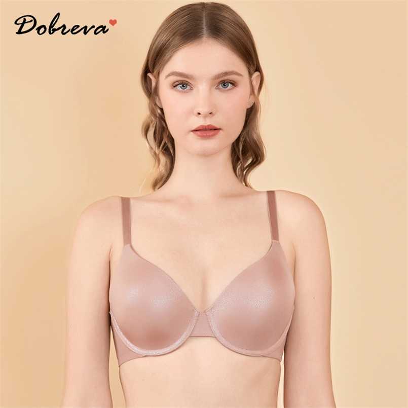 

DOBREVA Women's Basic Underwired Plunge Lightly Lined Demi T-shirt Bra 211110, Silver gray02