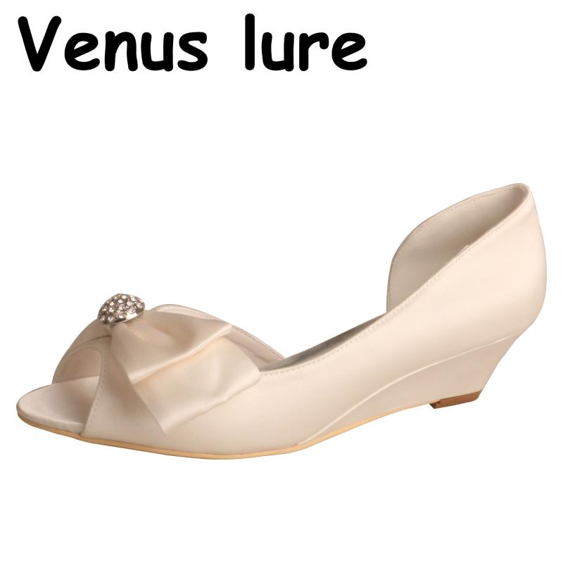 

Wedopus Bride Wedding Wedge Shoes Open Toe Ivory Pumps Size 11 Dress, Gray