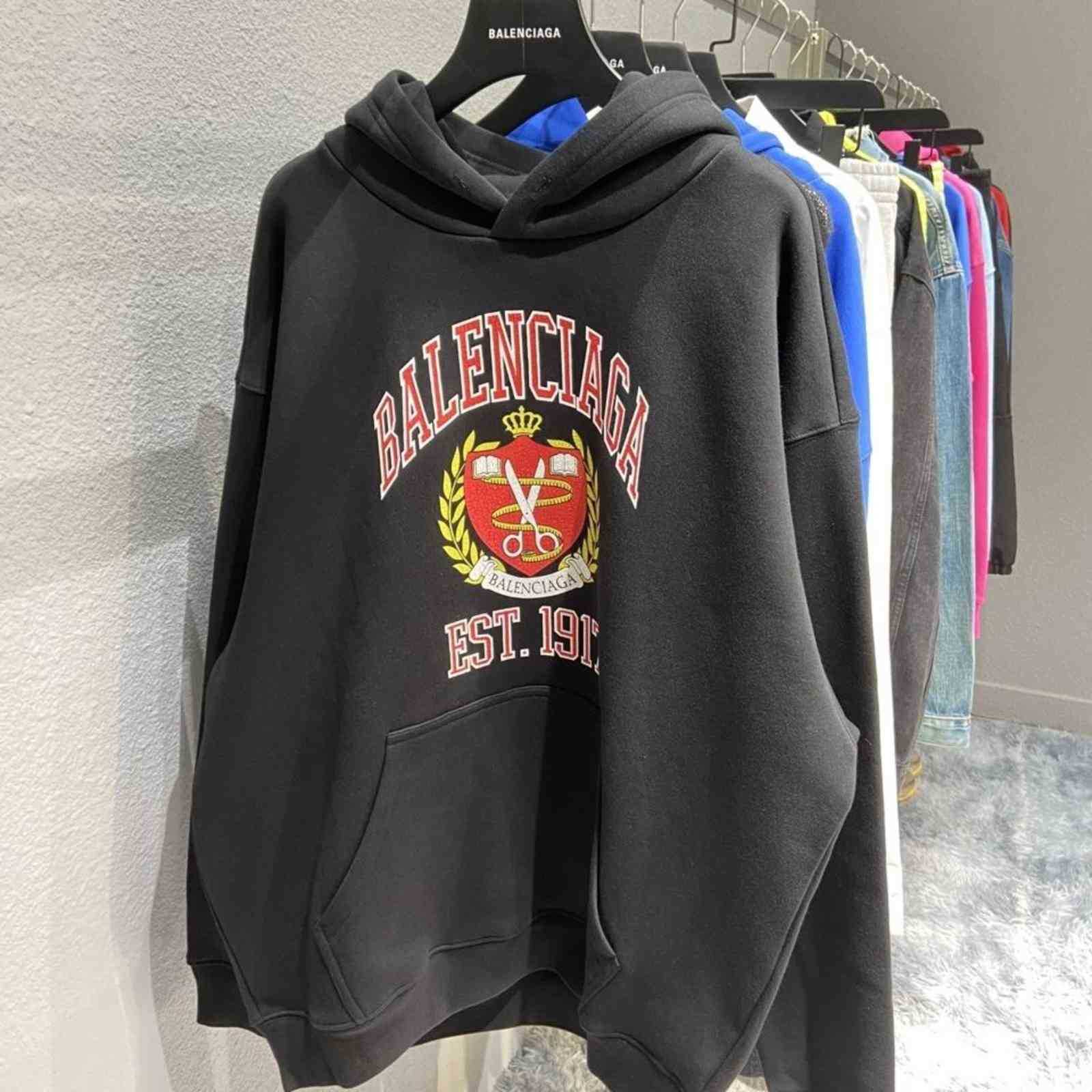 

Designers Hoodies Correct Highest Version Autumn Winter Paris b Family Cotton Loose Sweater Fleece Hoodie Printed Front for, Black