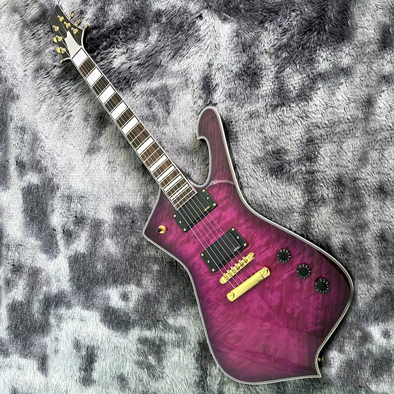 

Chinese new alien electric guitar,quilted maple wood, offers custom black hardware