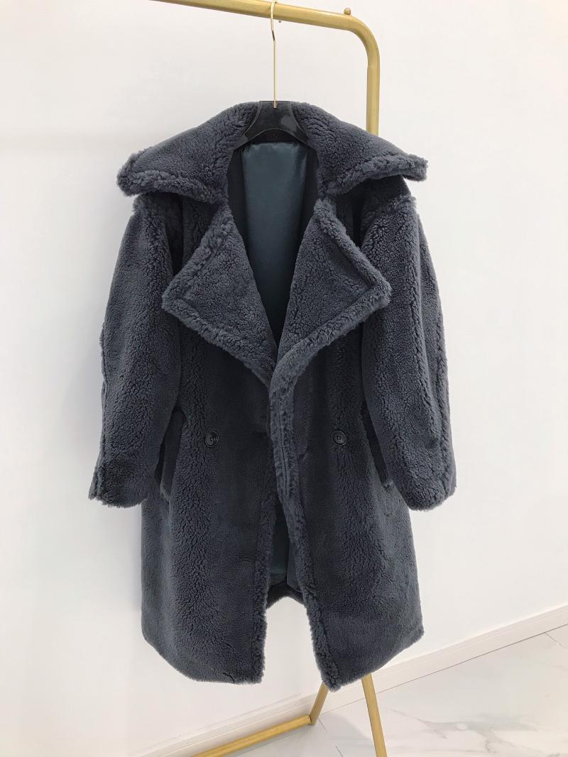 

Women's Fur & Faux Autumn And Winter Big Lapel Plush Long Coat, Black