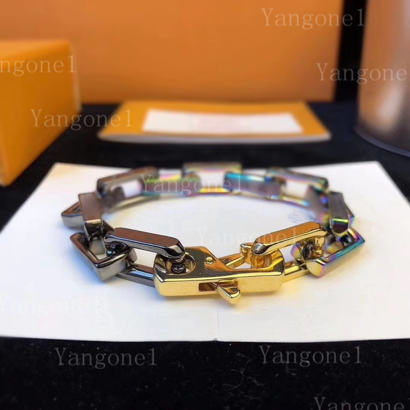 

New Top Quality Jewelry Men Iced Out Stainless Steel letter Women Colorful Bamboo Bracelets Miami Cuban Chain Bangle Slub Bracelet party Gift