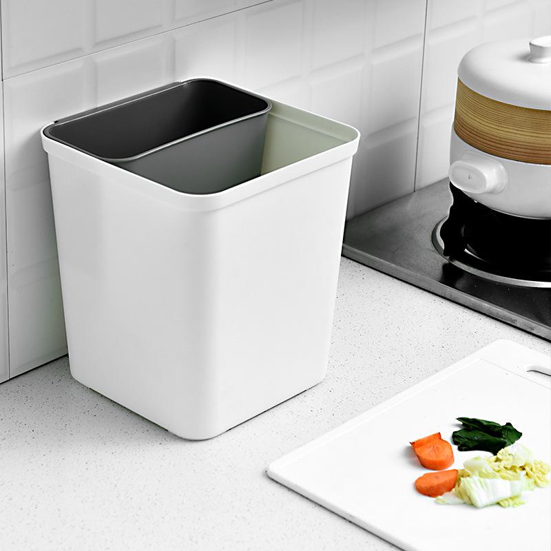 

Waste Bins Square Trash Can Household Dry And Wet Garbage Living Room Bin For Kitchen White Car Recycle Dustbin Humanized Design