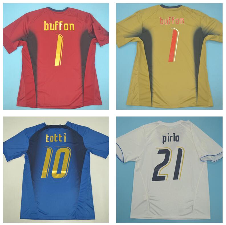

Italy Soccer Jersey 2006 RETRO home blue away white Goalkeeper vintage buffon football shirt top Uniform TOTTI R.BAGGIO PIRLO MALDINI Maglia