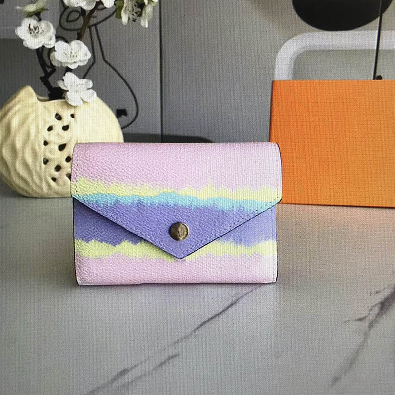 

M69113 ESCALE VICTORINE Wallet Gradient Fashion Printing Leather Card Slot Clutch Bags Women Luxurys Designers Hasp Coin Purse With Orange Box, Red;black