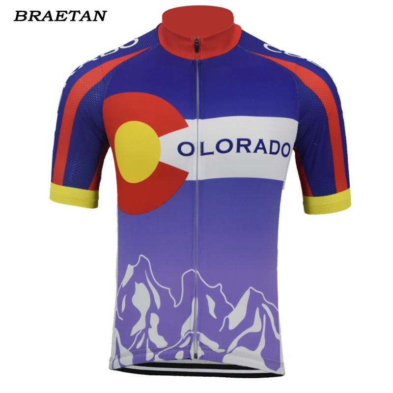 

Colorado Cycling Jersey Men Blue Funny Short Sleeve Bike Clothing Wear Bicycle Clothes Braetan Racing Jackets, Black;red
