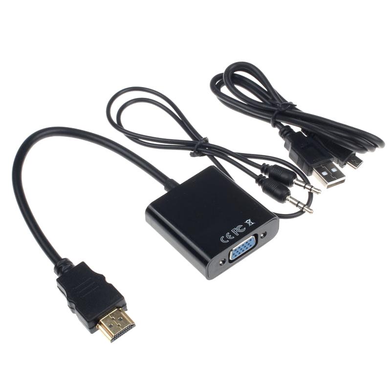 Audio Cables & Connectors 1080P To VGA With Converter Adapter USB Power Video Cable Black-image-703349490