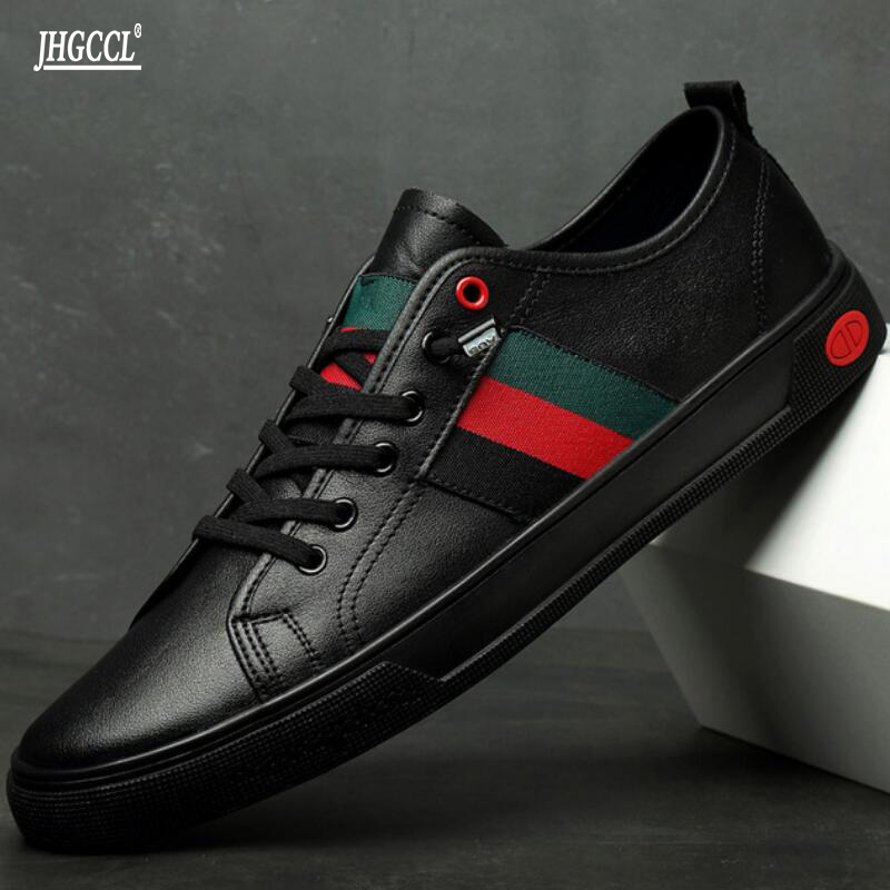 

Men's Casual Shoes Men Genuine Leather Lightweight Breathable Flats Shoe Luxe Brand Outdoor Walking Sneakers dress women, Black