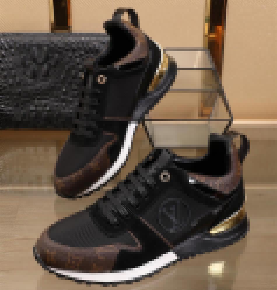 

high quality mens designer shoes Luis Trainer sneakers Monogram canvas Flowers men RUN AWAY SNEAKER, Black