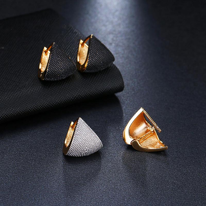 Stud SexeMara Brand Unique Fashion Two Tone Originality Geometric Jewelry Earrings For Woman Charm Wedding Party Gift-image-704837059