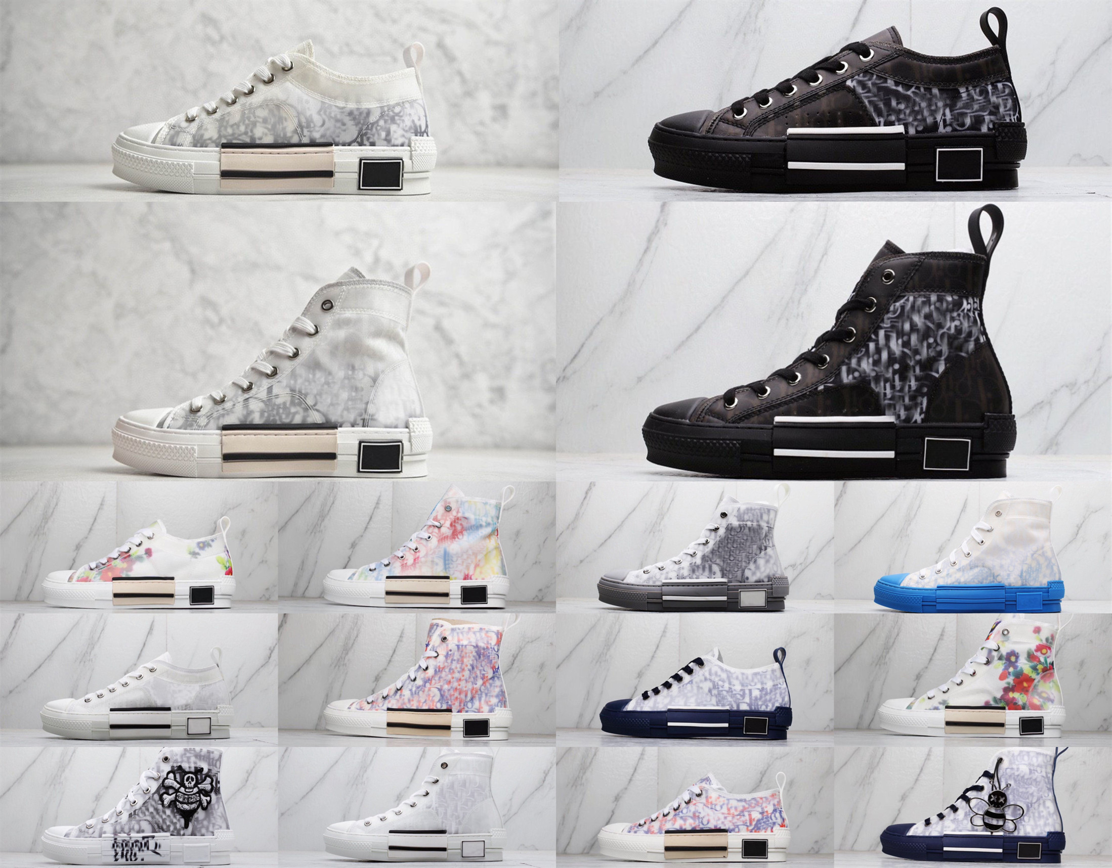 

Designer hot new 2021 Technical B22 b23 Casual shoes Outdoor 19ss Obliques Bottom Breathable women men platform Leather Flowers trainers sport, Black