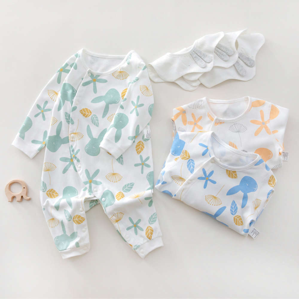 

BABY BODYSUIT spring and autumn long sleeve pajamas for boys girls, White