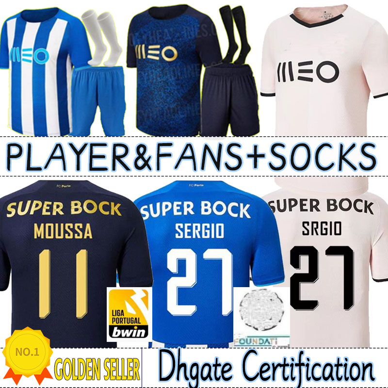 

FC Porto soccer jersey Jesus CoronaJersey Set 2021 2022 Francisco Soares Moussa Marega Vincent Aboubakar 10 Shoya Nakajima 13 ALEX TELLES Football Shirt Kits socks, Away+patch