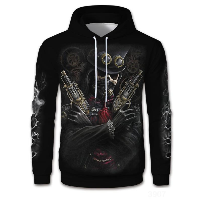 

Men's Hoodies & Sweatshirts Spring And Autumn Sweatshirt Comfortable Halloween Skull 3D Printing Harajuku Women's Hoodie Pullover Loose Over, Black