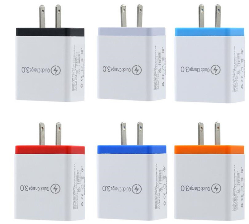 

2.4A Fast Power Adapter USB Charger 3USB Ports Adaptive Wall Charger QC3.0 Quick Charging Travel universal EU US Plug opp pack Top Quality