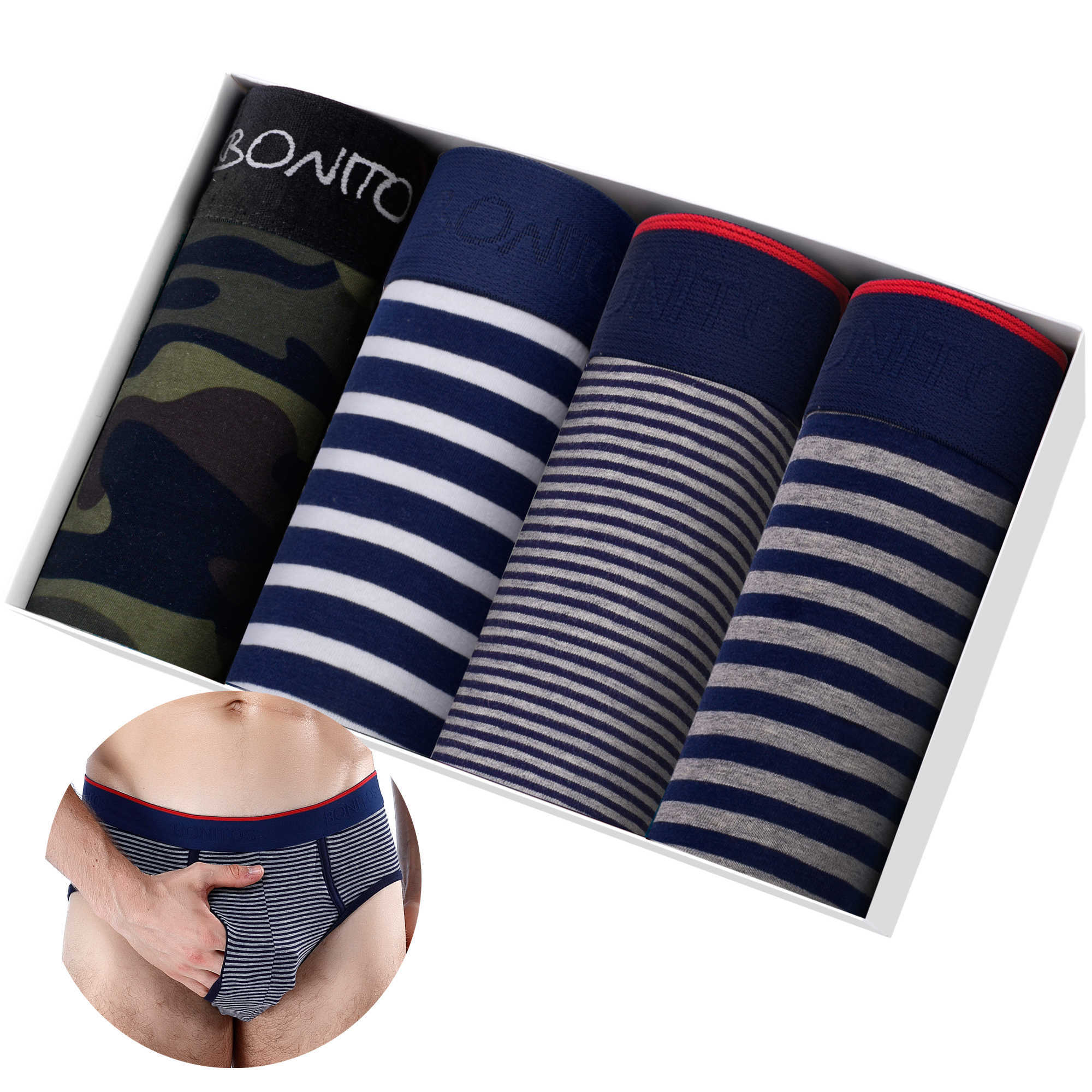 

4pcs Set Sexy Briefs For Man Underwear Slip High Quality Bikini Calson Homme Calzones Panties Underpants Boxershorts Shorts Male 210707, 4pcs briefs-3