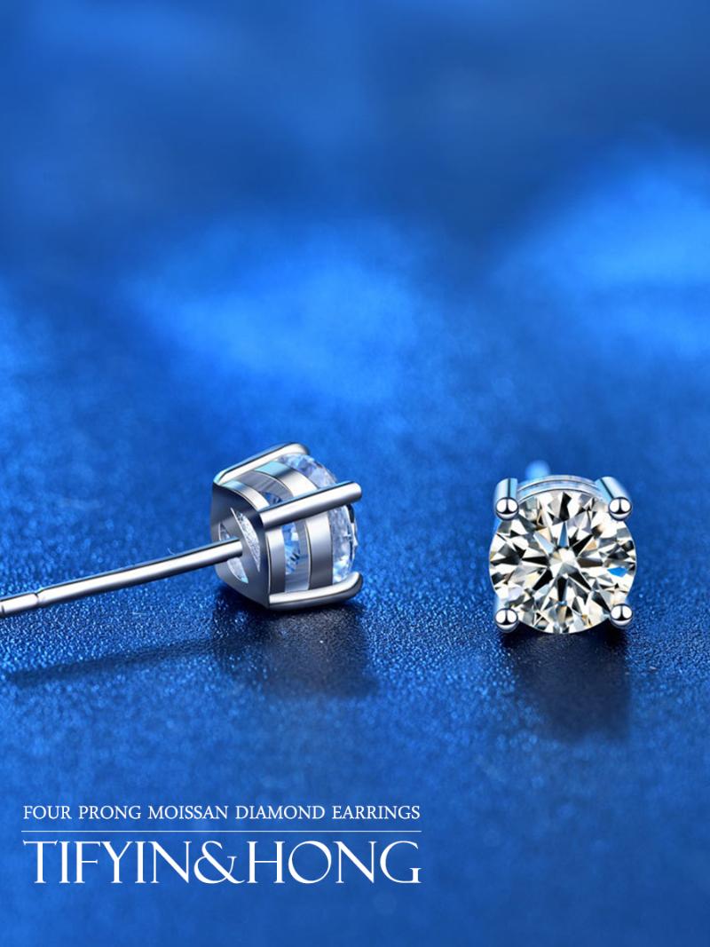 

Stud 2021 Trending Luxury Brands 5mm Moissanite Earrings Men Wedding Womens, Golden;silver