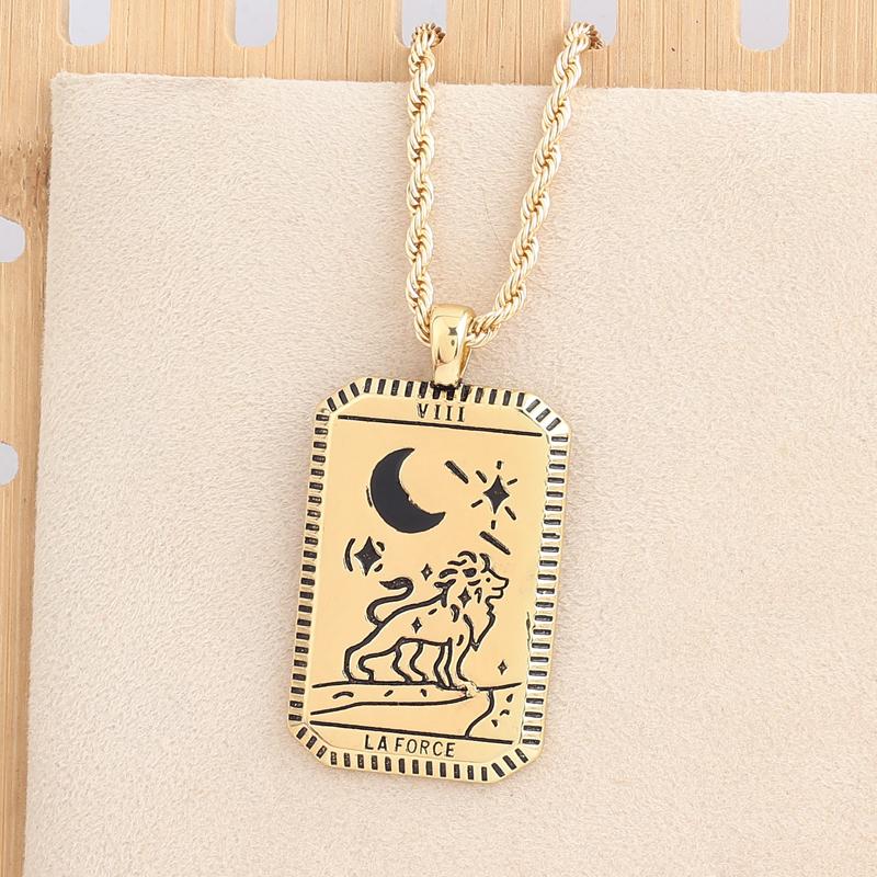 Pendant Necklaces 2021 Retro Tarot Brand Moon Lion Choker Necklace For Women Gold Plated Square Jewelry Lady Party Accessories