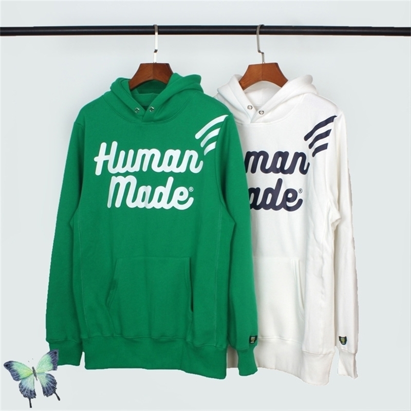

Human Made Hoody Black Green Couple Dress Fleece Hoodies Sweatshirts Top Quality 210420