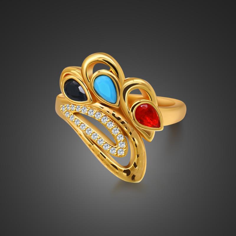 

Cluster Rings Bohemian 925 Sterling Silver Ring Rose Gold Design Peacock Zircon Solid Not Allergy Lady Charm Jewelry Free, Golden;silver