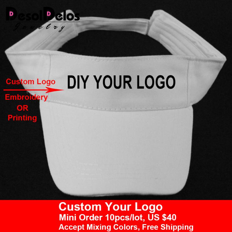 

Visors DesolDelos Visor Caps Women Open Tops Customized Adjustable Hats LOGO Printing Candy Color Adult Baseball Sun 10pcs/lot, Blue;gray