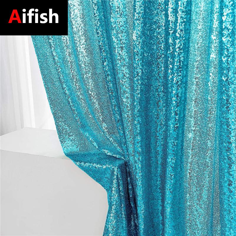 

European American Solid Color Handmade Polyester High-Density Sequined Background Curtains For Wedding Party Stage Decoration 5 Curtain & Dr