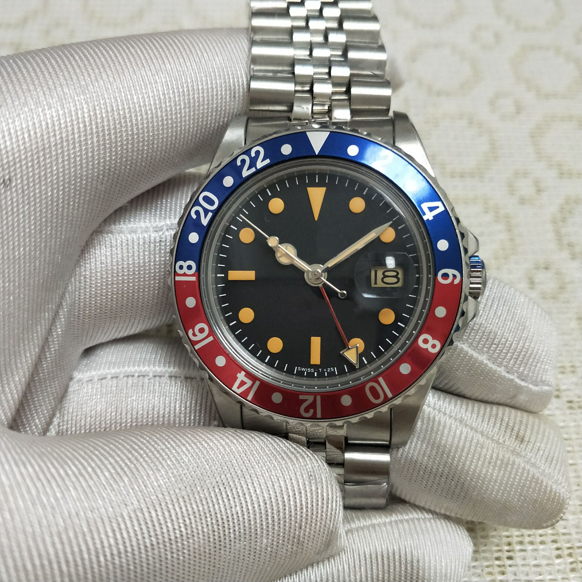 

Luxury Watches Vintage GMT 40MM Old Style Series Men 2813 Automatic Christmas Classic Antique Stainless Steel Strap Aluminum bezel Menes, 01