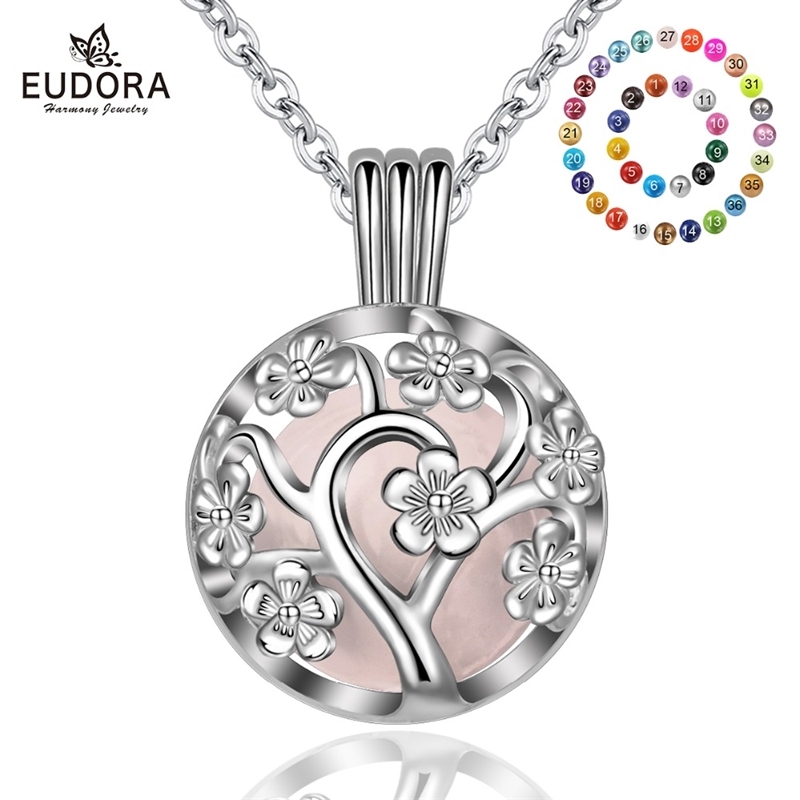 

Eudora 18mm fashion Harmony Bola Peach Tree Locket Cage Pendant fit Chime Ball sound Necklace Jewelry For Women K307N18