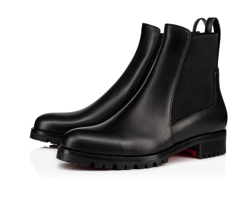 

Famous Design Lug Sole Red Bottom marchacroche leather ankle boots Women Booty Black Suede Leathers Ladies Bottes Red-Sole Booties Party Com