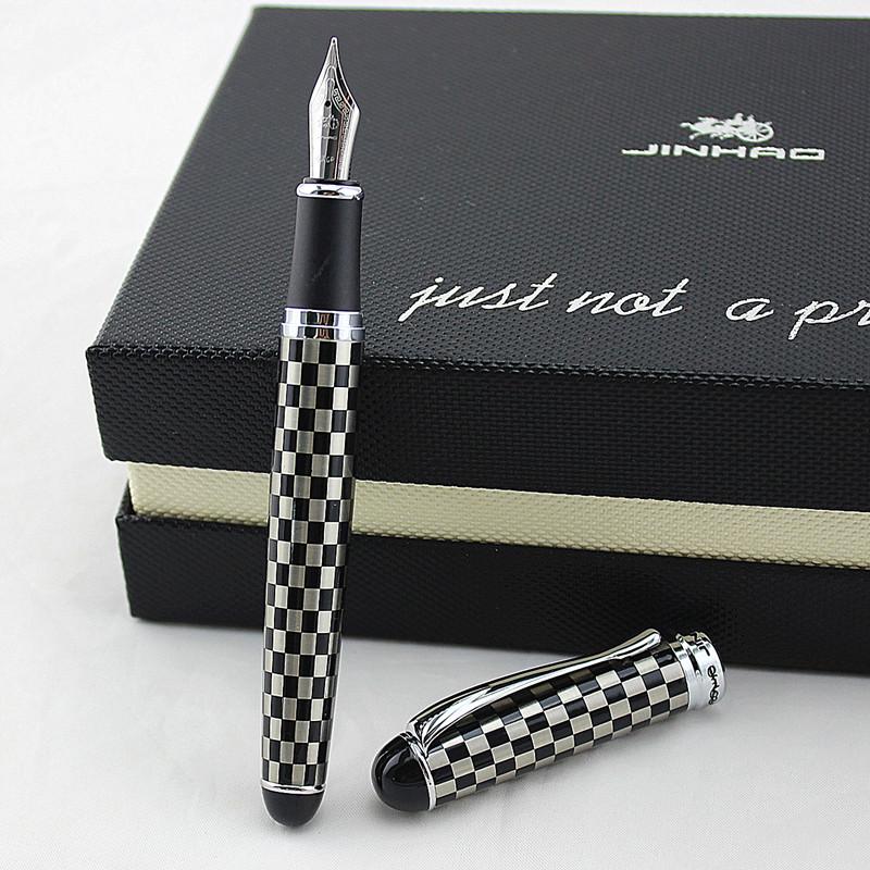 

Advanced Executive Fountain Pen Jinhao 750 Black & Silver Square Pattern Ink Pens