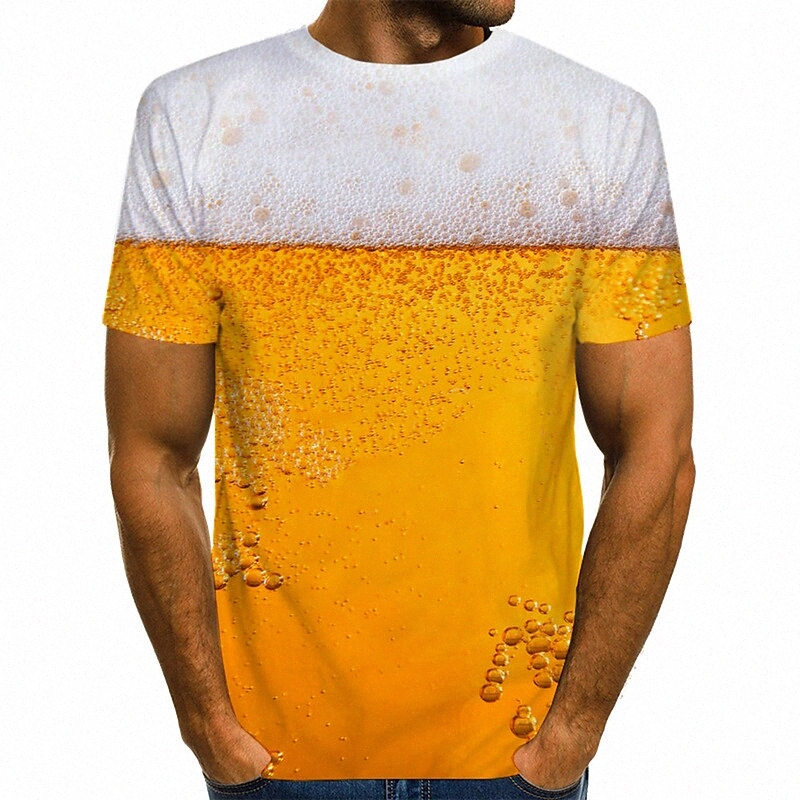 T-shirt Hommes T-shirt T-shirt 3D Imprimer Bière graphique Cou rond Daily Sortir Imprimer Tops à manches courtes Streetwear Blanc Orange rouge 22