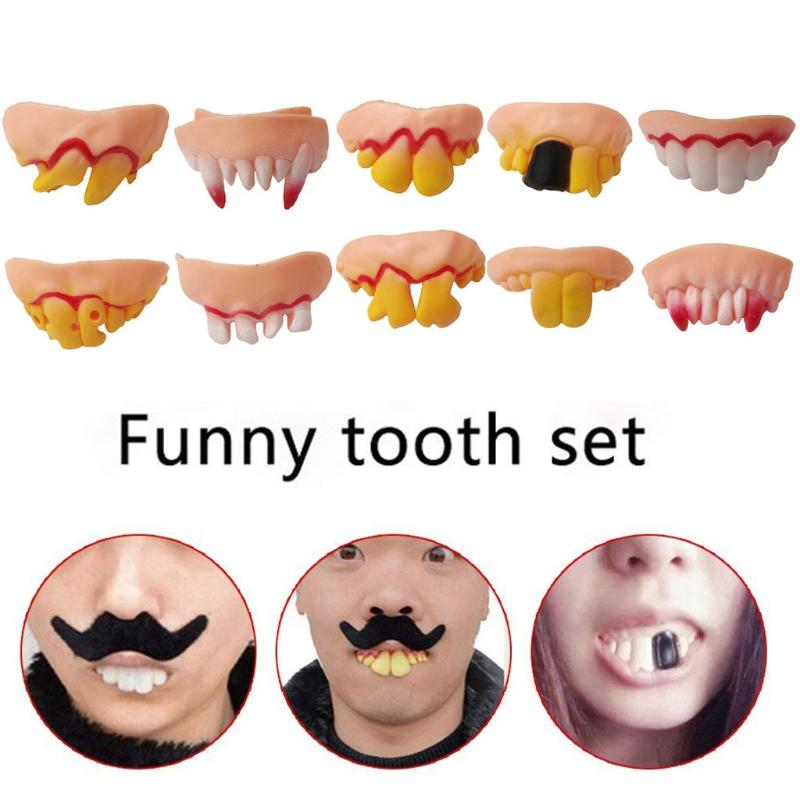 

Party Favor 10pcs Funny Fake Vampire Denture Teeth Halloween Decor Prop Trick Toy 10 Pcs Ugly Costume Gift
