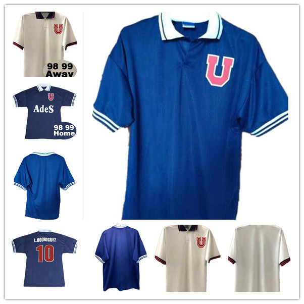 

1998 1999 Universidad de Chile Retro Soccer Jersey L. RODRIGUEZ Home Blue Away White Football Shirt custom, 1998 home no ads