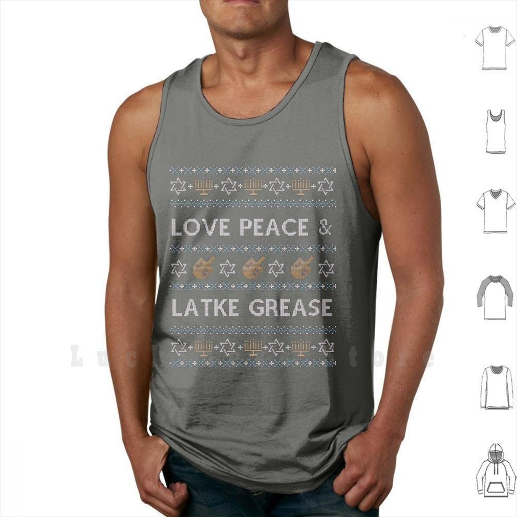 

ugly hanukkah sweater love peace mens latke grease jewish shirt tank vest 100% cotton, White;black