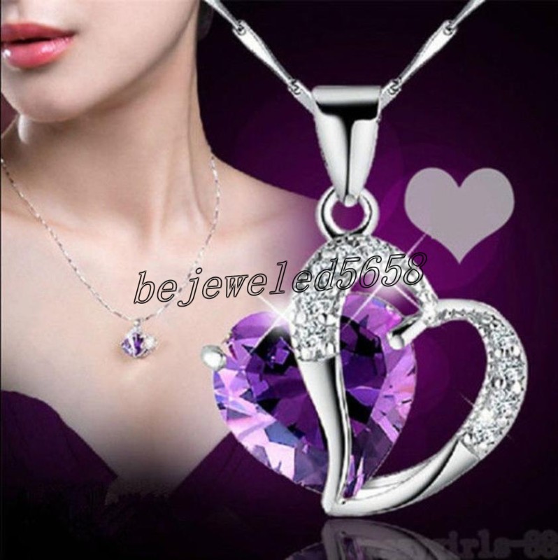 

Luxury Austrian Crystal Heart Necklaces For Women Rhinestone Heart shaped Pendant Silver Chains Choker Ladies Fashion Jewelry in Bulk
