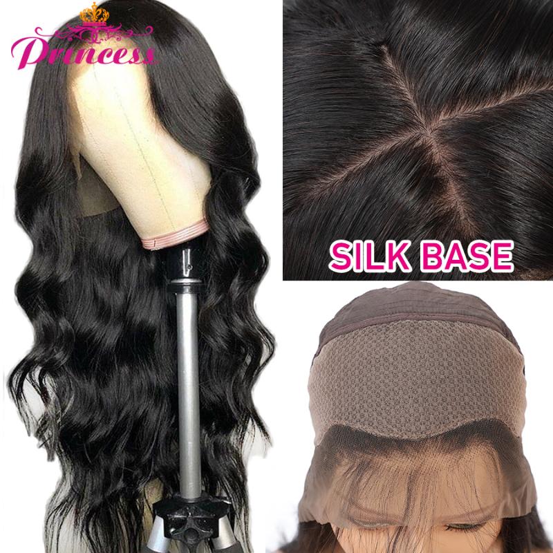 

Lace Wigs Beautiful Princess Body Wave Silk Base Front Human Hair Pre Plucked Brazilian Remy 13x4 Top, As pic
