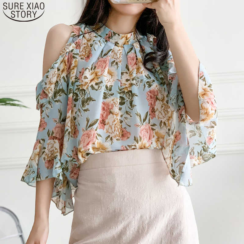

Summer Off-Shoulder Chiffon Shirt Women Pullover Floral Loose Blouse Women Short Sleeve Clothing Blusas Mujer 14370 210527, Pink
