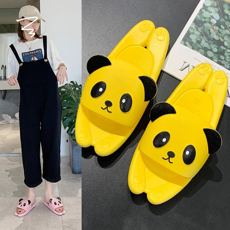 

Slippers 2021 Xiaxin Cool Female Flat Cartoon One - Character Home Bathroom Non-slip Wear Panda Drag, Black